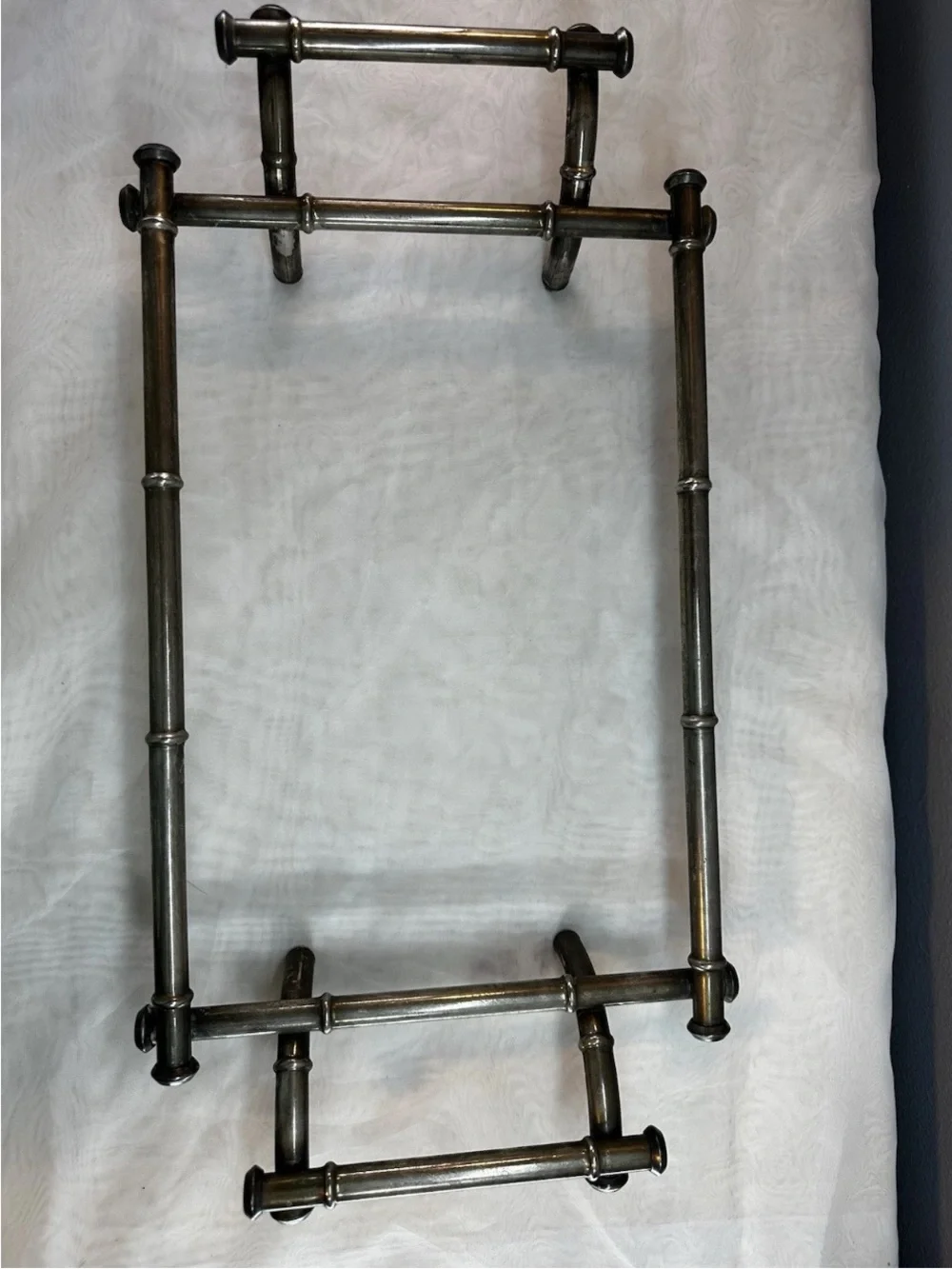 Vintage Faux Bamboo Silver Casserole Holder Holds A 9 X 13